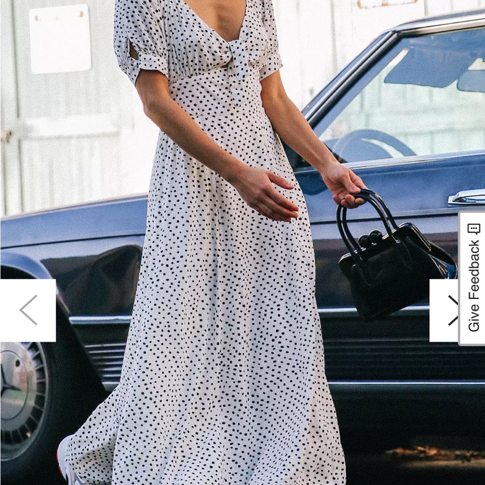 Urban Outfitters Devin Polka Dot Tie-Front Midi Dress